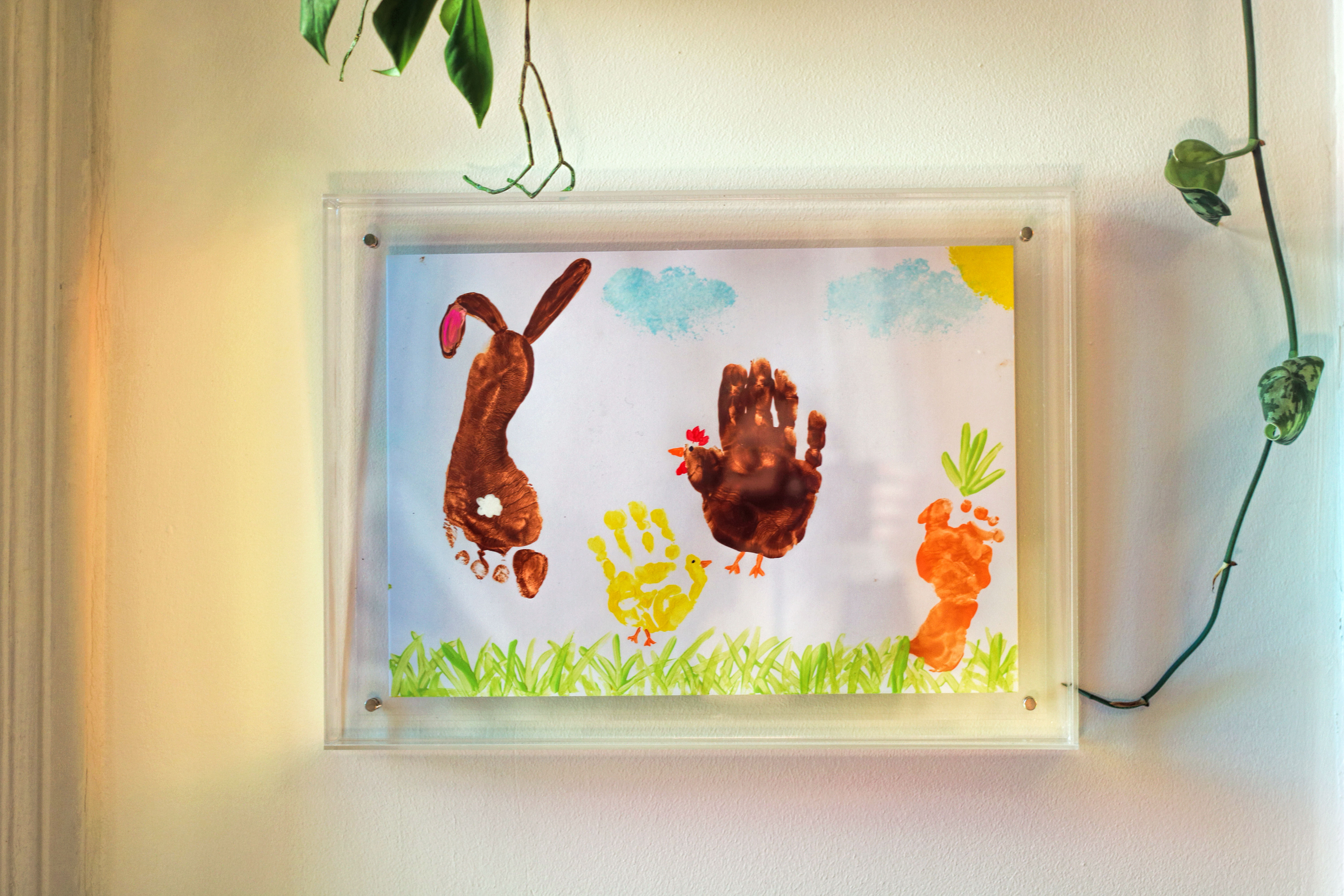 Hand- und Fußabdruck Ostern basteln Kleinkind Hase Küken